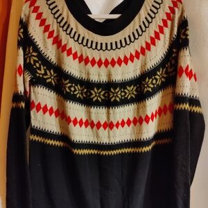 Talbots Black and Red Patterned Sweater